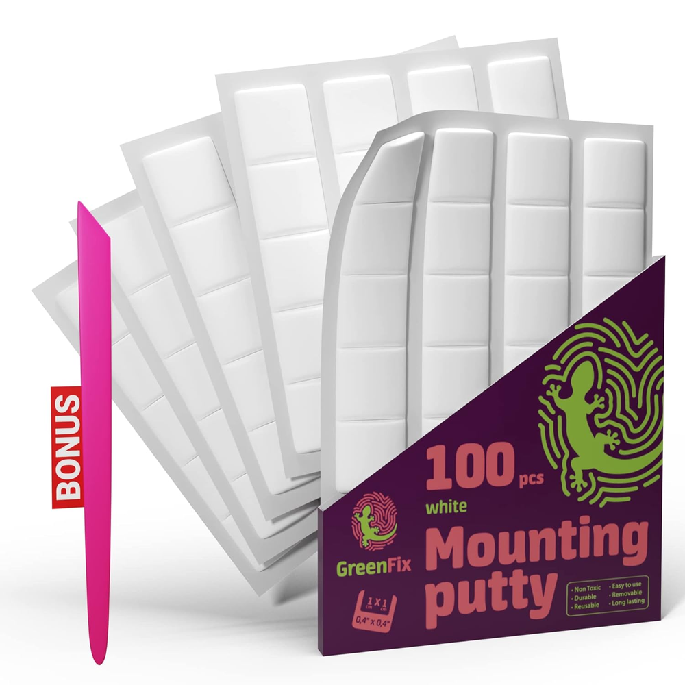 Adhesive Mounting Putty - 100Pcs White Sticky Tack for Wall Hanging - Poster Put