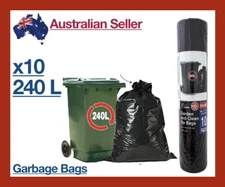 x10 240L Mighty Garbage Rubbish Garden Refuse Bag Black Liner 113x147cm New