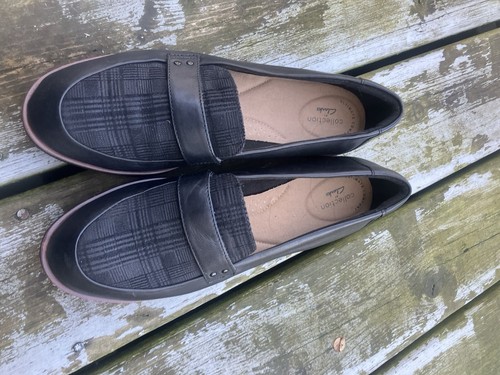 Clarks Collection Cushioned Womens Penny Loafer Size 10M Black, NWOB