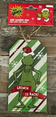 RUZ Dr Seuss How The Grinch Stole Christmas Wood Ornament Back Tag NEW Wooden