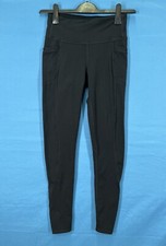 ATHLETA Chaturanga High Rise BLACK Stretch Knit POCKETS Ankle Zip LEGGINGS Sz S