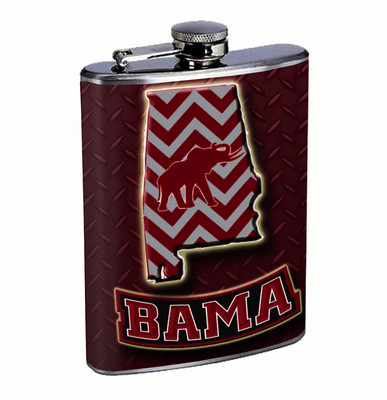 Alabama Bama 8oz Flask FanMade Stainless Steel Drinking Whiskey