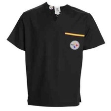 NFL Pittsburgh Steelers Scrub Dudz Top Black Uniform Nurse Hospital Unisex Large