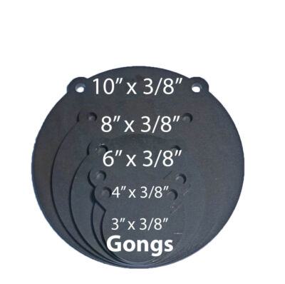 AR500 Steel Shooting Targets Lot of 5 Laser Cut Set 3,4,6,8 and 10'' x 3/8 Gong