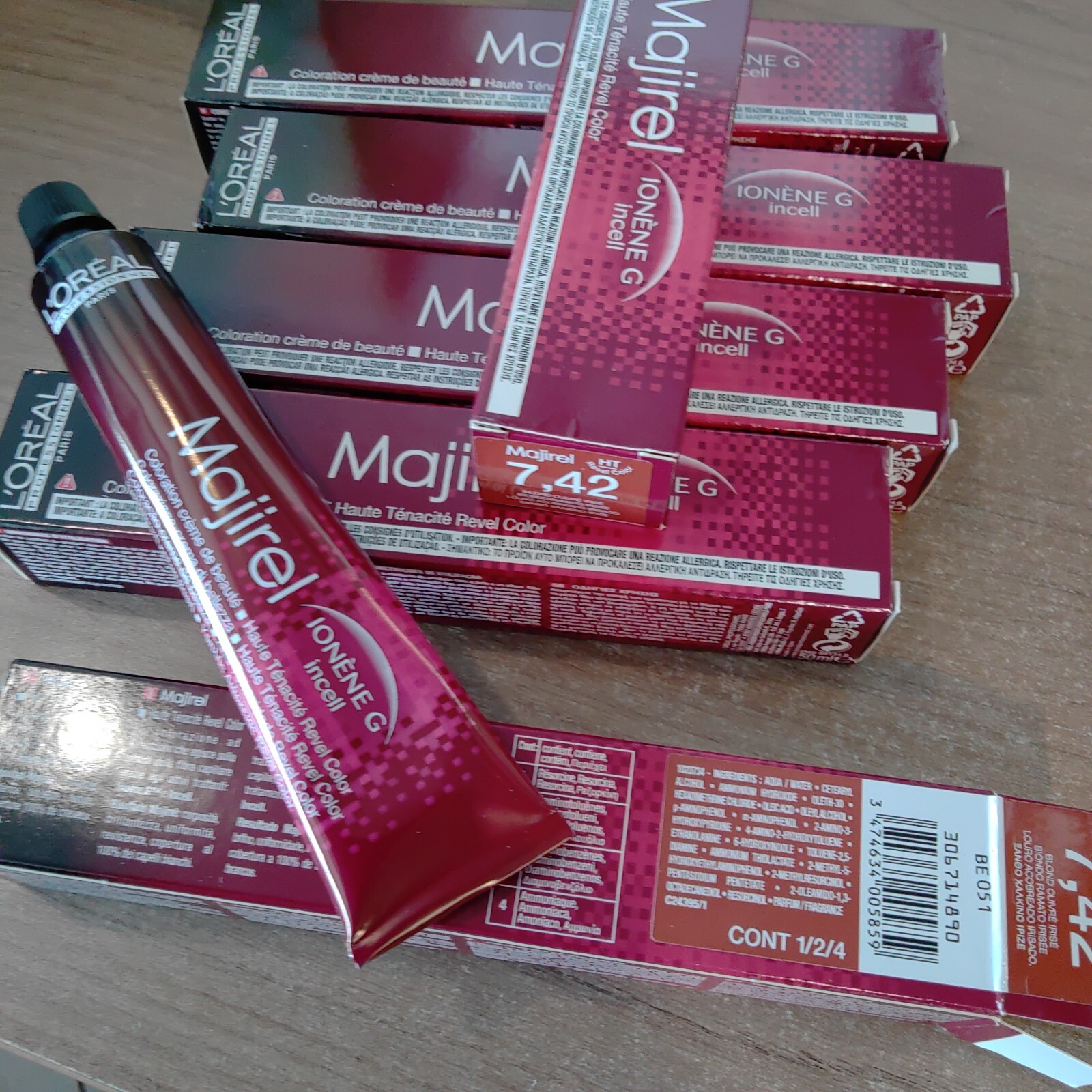 1 L'OREAL PROFESSIONNEL  MAJIREL 7,42 biondo ramato irise   50ml)