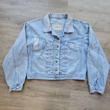 Adorable Women's Ethics Jeans Light Wash Denim Jean Jacket Crop Stripe Accents