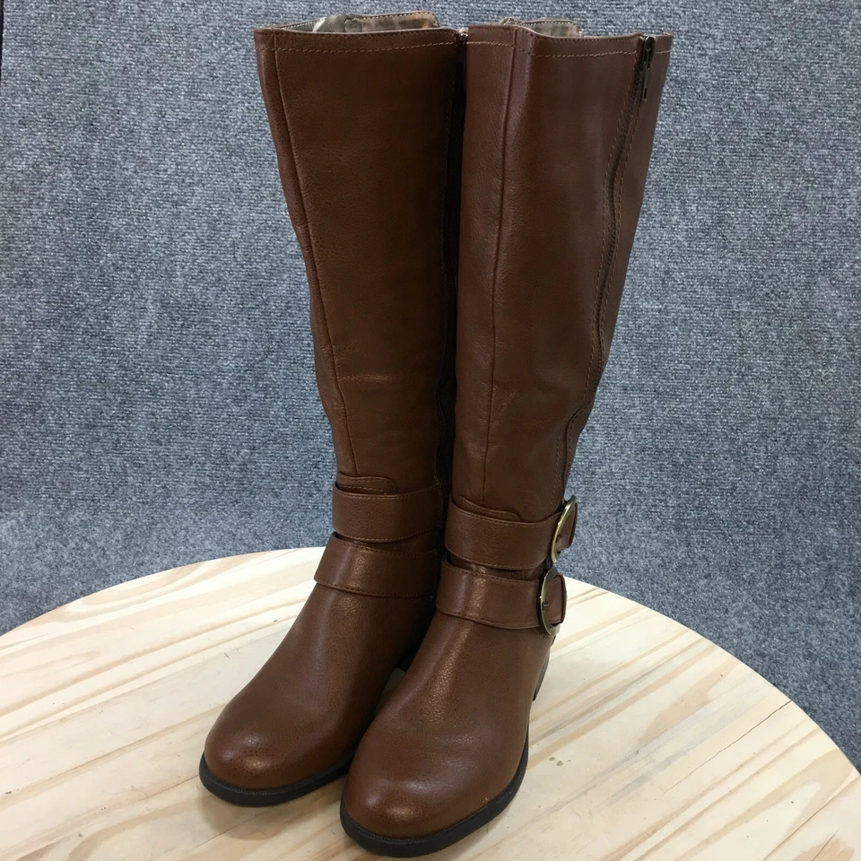 Life Stride Boots Womens 6.5 W-WC X-Must Tall Riding Brown Faux Leather Zipper - Image 4 of 4