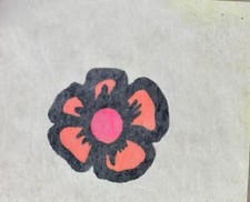 Original Vintage Flower Mini Iron On Transfer approx 1 x 1 Inches