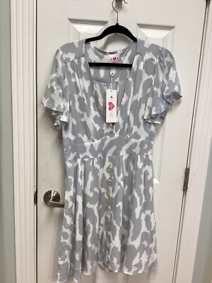 Buddy Love Alba Dress NWT Grey And White, Buttons Size M Ruffle Sleeves,  Lined | eBay