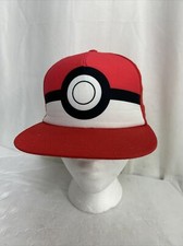 Pokemon Poke Ball Baseball Snap back Hat Cap Red White Black Youth Boys One Size