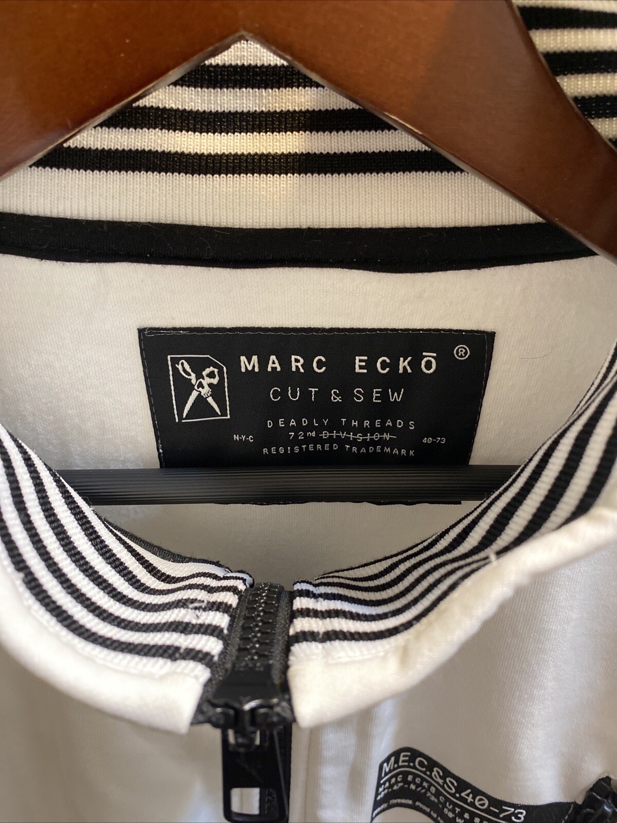 Mark Ecko Track Jacket White Zip Front Pocket Bla… - image 2