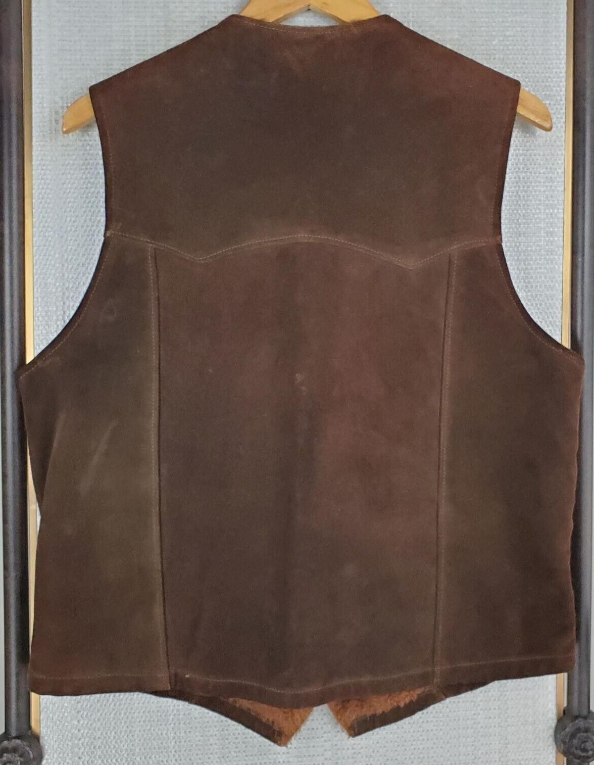 VTG BUCKBOARD Maryland Size 40 Mens Thick Suede Sherpa Snap Vest Western Brown - product detail image 8