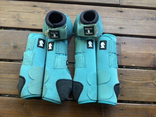 Classic Equine Legacy2 Boots Large Aqua Front Hinds And Bell Boots