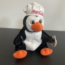 Vtg Bean Bag Plush 1998 Coca Cola Penguin in Holiday Vest Coke Soda Pop