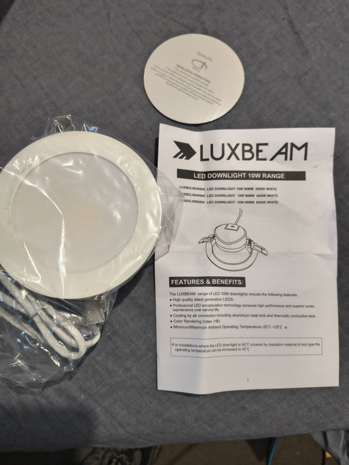 LUXBEAM LED Downlight 10W 3000K Warm White - 92mm Cutout