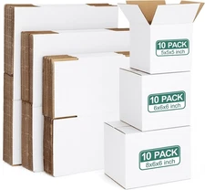 Eupako 30 Pack Small Shipping Boxes Assorted Sizes, White Corrugated Box Mailers