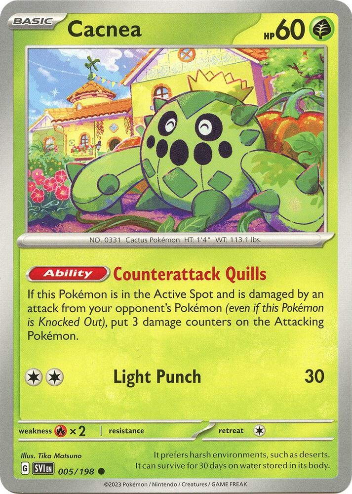 Cacnea #005/198 Sv01 Scarlet & Violet Base Set Reverse Holo Pokemon TCG NM