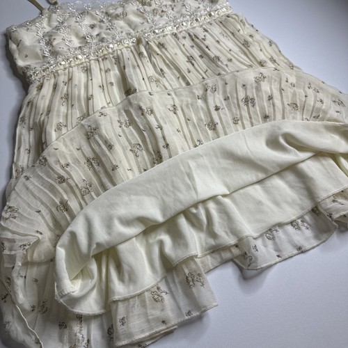 Y2K Ivory Lace Floral Cami Babydoll Top XS S Coquette Fairy Milkmaid Cottage - Picture 9 of 10