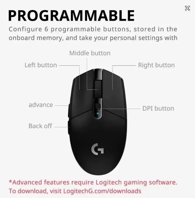 Logitech G305 Mouse da gaming wireless - Nero - Immagine 2 di 3