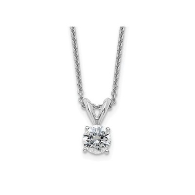14K Yellow Gold 14kw 1/2ct. 5.0mm Round D E F Pure Light Moissanite Solitaire Ne
