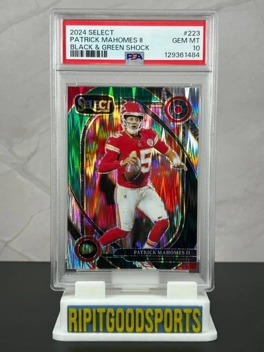Patrick Mahomes 2024 Select #223 Black and Green Shock PSA 10 Gem MT Chiefs