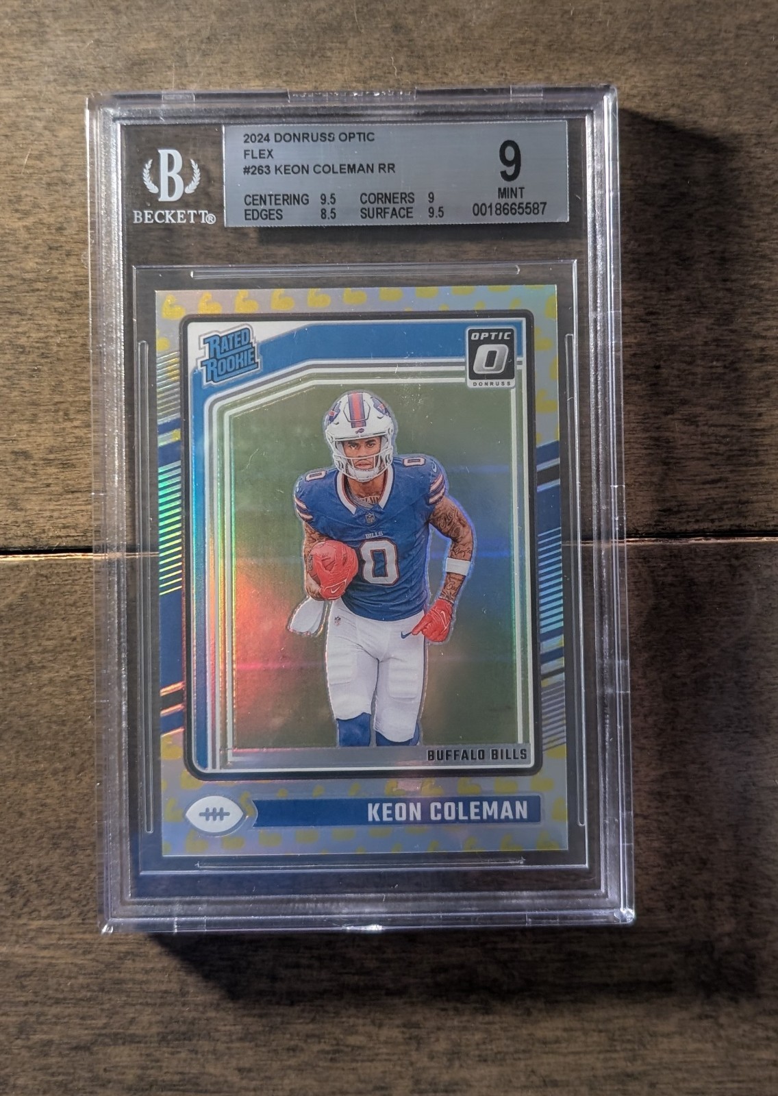 2024 Donruss Optic-Rated Rookie Keon Coleman #263 Flex Prizm 70/149(RC) BGS 9 MT