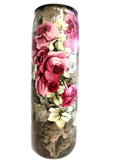 Belleek Vase 16" Irish Vase Hand Painted Irish Roses Antique