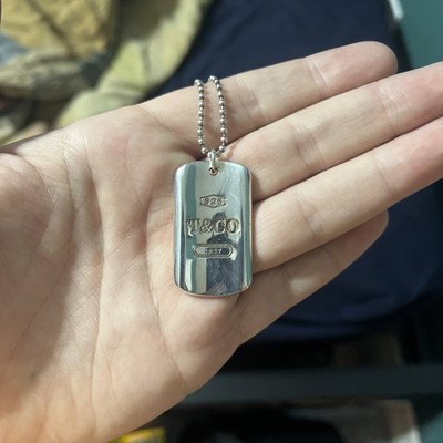 Tiffany & Co. Sterling Silver 1837 Dog Tag Pendant on a 31'' Chain
