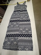 Long Maxi Dress Black & Tan Bohemian Size Medium paisley and damask Print