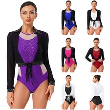 Womens Set Leotard Dancewear Sleeveless Bodysuit Long Sleeve Ballet Unitard