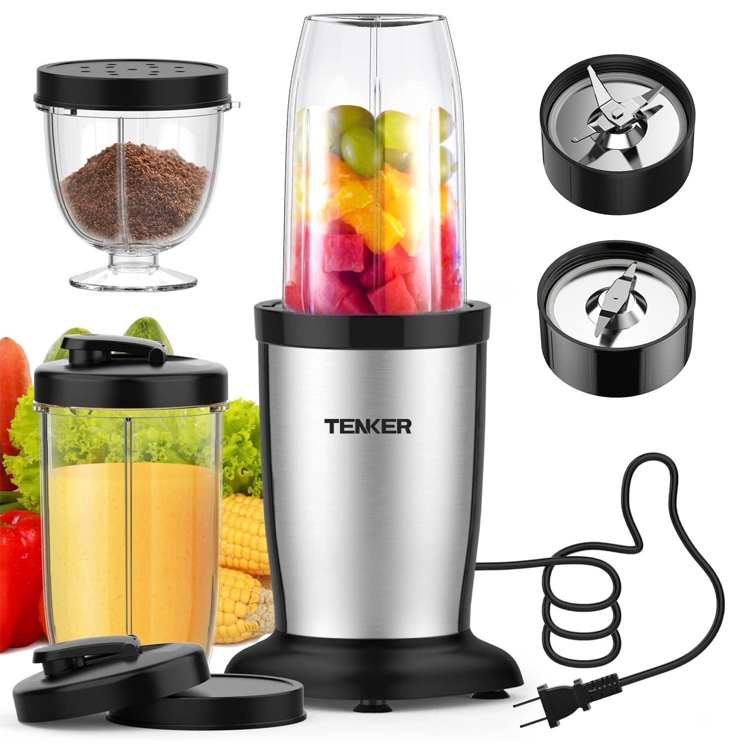 TENKER 850W Food Processor Personal Smoothie Blender Juicer 