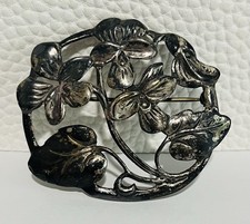 Art Nouveau Sterling Silver Brooch A Daumecat Paris Floral French c1900