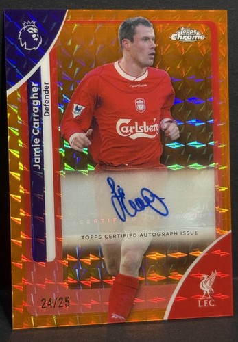 2026 Topps Chrome Premier League Liverpool Jamie Carragher Auto Orange /25 - Picture 2 of 4