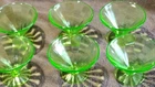 Set of 6 Vintage Federal Glass Uranium Green Sherbet Dishes