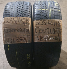 2 x 235 45 18 2354518 CONTINENTAL PART WORN WINTER TYRES