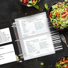 25 Pack 4x6 Inch Recipe Card Protectors Clear Recipe Card Sleeves for 8.5x9.5 In