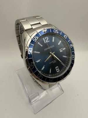 Armitron Blue Face/Bezel Stainless Steel Luminescent Quartz (New Battery)