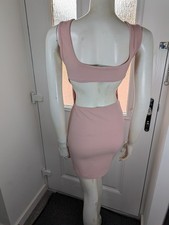 PLT Dusty Pink Cut Out Mini Dress Bodycon Sexy Night Out UK 10