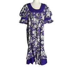 Rainbow Hawaii Floral Hawaiian Maxi Dress XL Purple Ruffle Sleeves Pocket Zipper