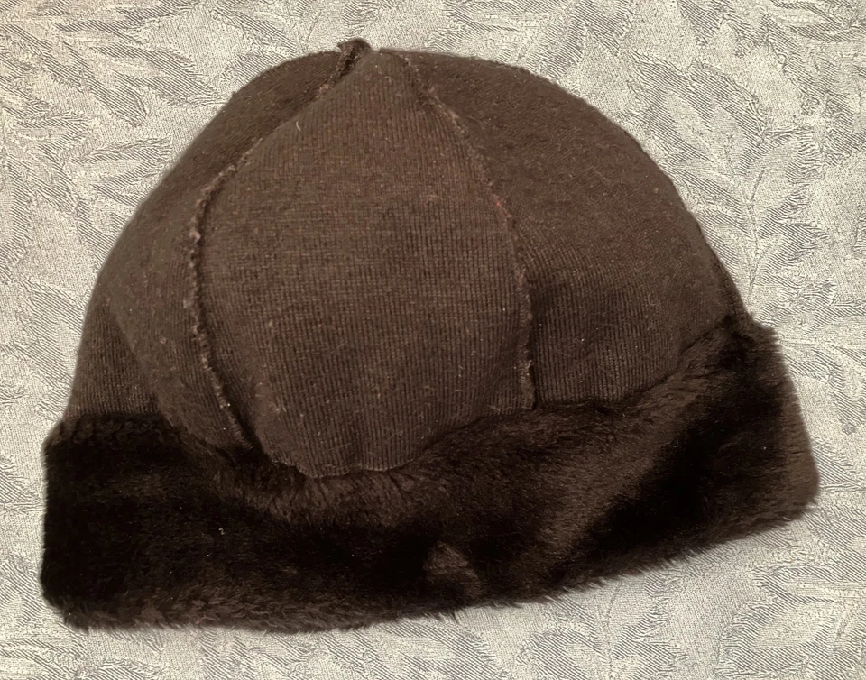 Sombrero Cloche Negro Cálido Acrílico Vellón/Piel Reversible Lavable Ala Puños Foto 4 de 4