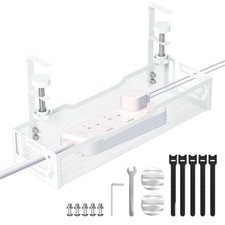 Under Desk Cable Management Tray, No Drill Mesh Desk Cable Tray, Wire Managem...