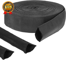 33 FT Nylon Hydraulic Hose Protector Sleeve Black Protective Cover Hose Sheath