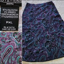 Vintage Women's Y2K Notations Purple Paisley Fairycore Whimsigoth Skirt Size PXL