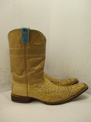 BOTAS LALO'S Mens Exotic Tan Leather Cowboy Western Boots Size 10
