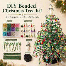 DIY Beaded Christmas Tree Craft Kit with LED Lights Tabletop Ornament Decor Set