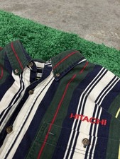 RARE Vintage Hitachi Japanese Wide Vertical Work Shirt Large