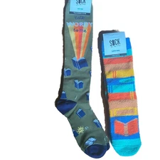 NEW! (2) Pair Reading Literature Teacher Book Lover Gift Slipper Sock Women Lot