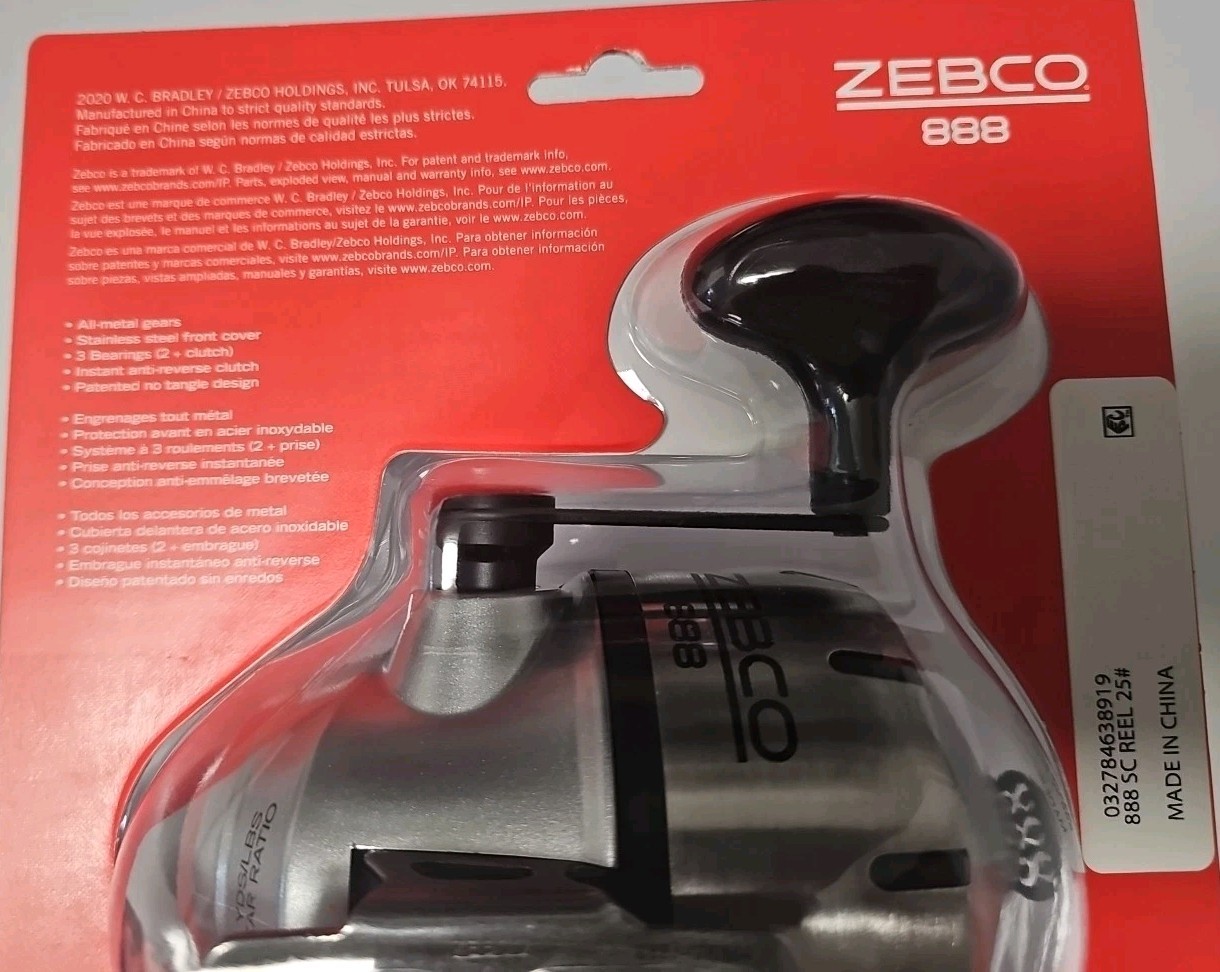 Zebco 888 Spincast Fishing Reel, 3 Bearings, Instant Anti-Reverse Clutch New!
