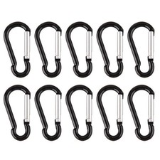 10x Small Black Carabiner Camping Push Spring Snap Clip Hook Keychain Ring 1"-2"