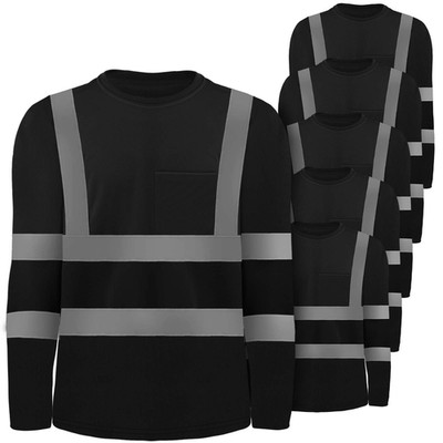Zhanmai 6 Pack Long Sleeve Safety Shirt High Visibility Reflective Class 3 Hi